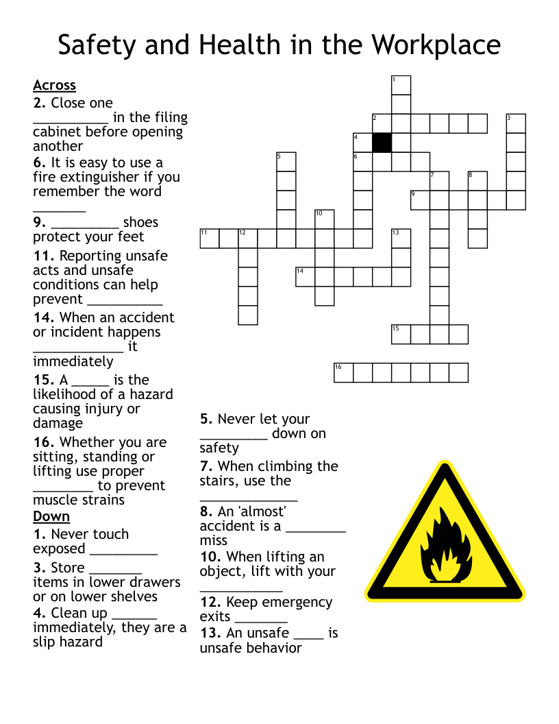 Health Crossword Puzzle Printable
