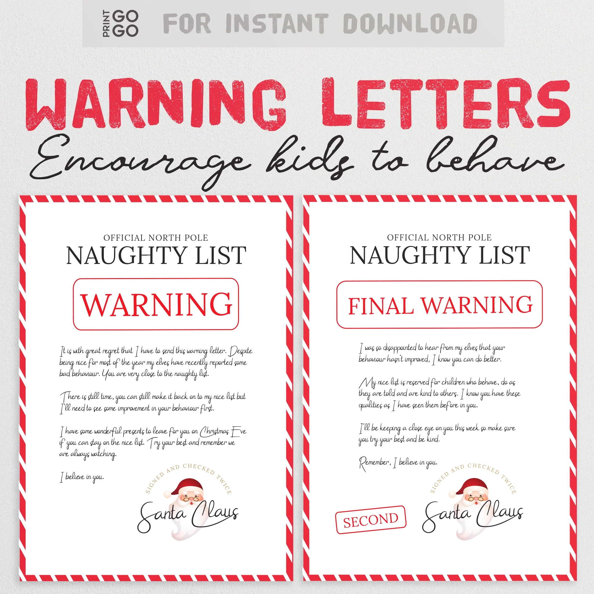 Santa Warning Letters Christmas Letters From The North Pole 
