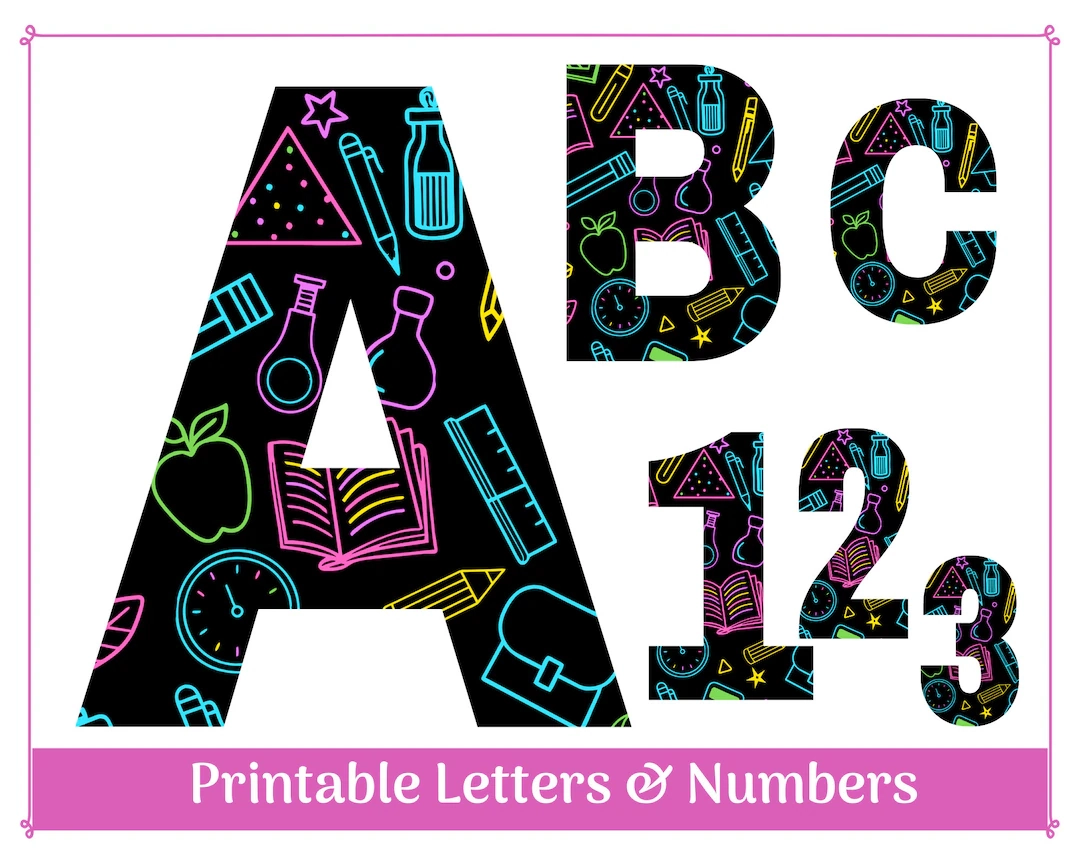 School Themed Alphabet And Number Clip Art digital Download Etsy