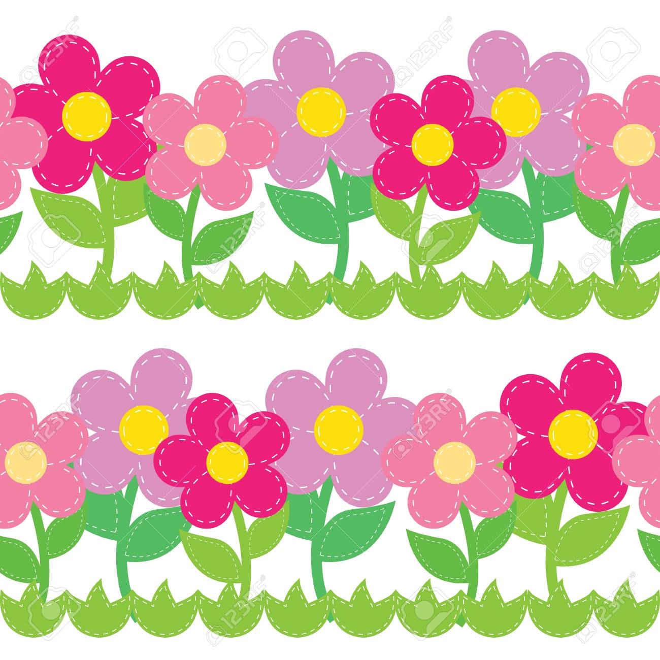 Seamless Pattern Of Flowers Royalty Free SVG Cliparts Vectors 