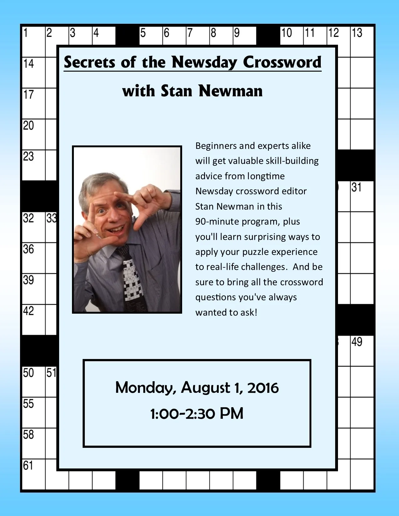 Secrets Of The Newsday Crossword With Stan Newman 