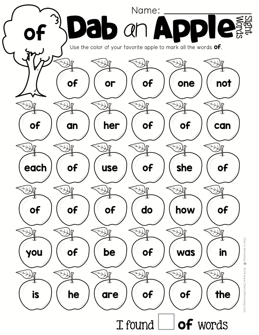 Sight Words Dab An Apple