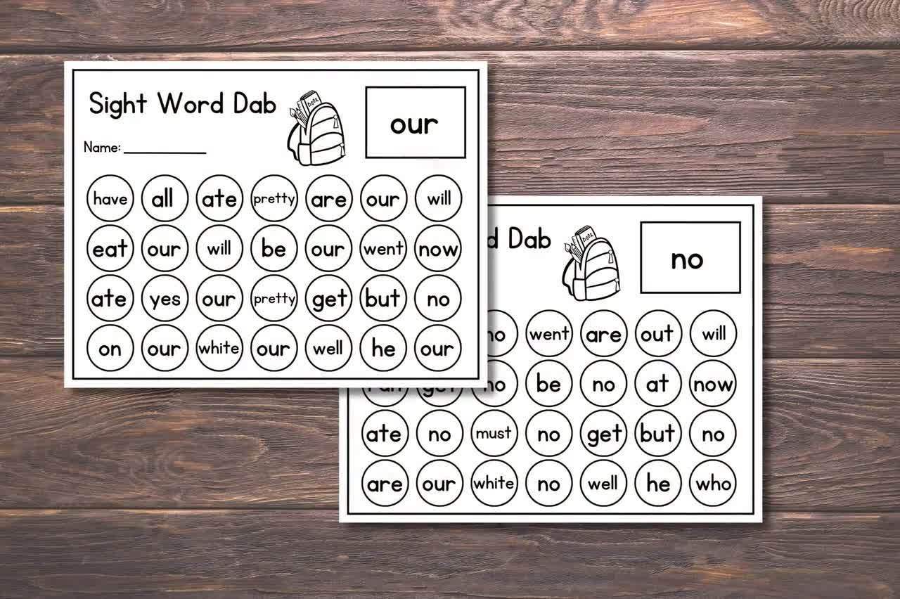 Dab It Sight Words Free Printable Worksheets
