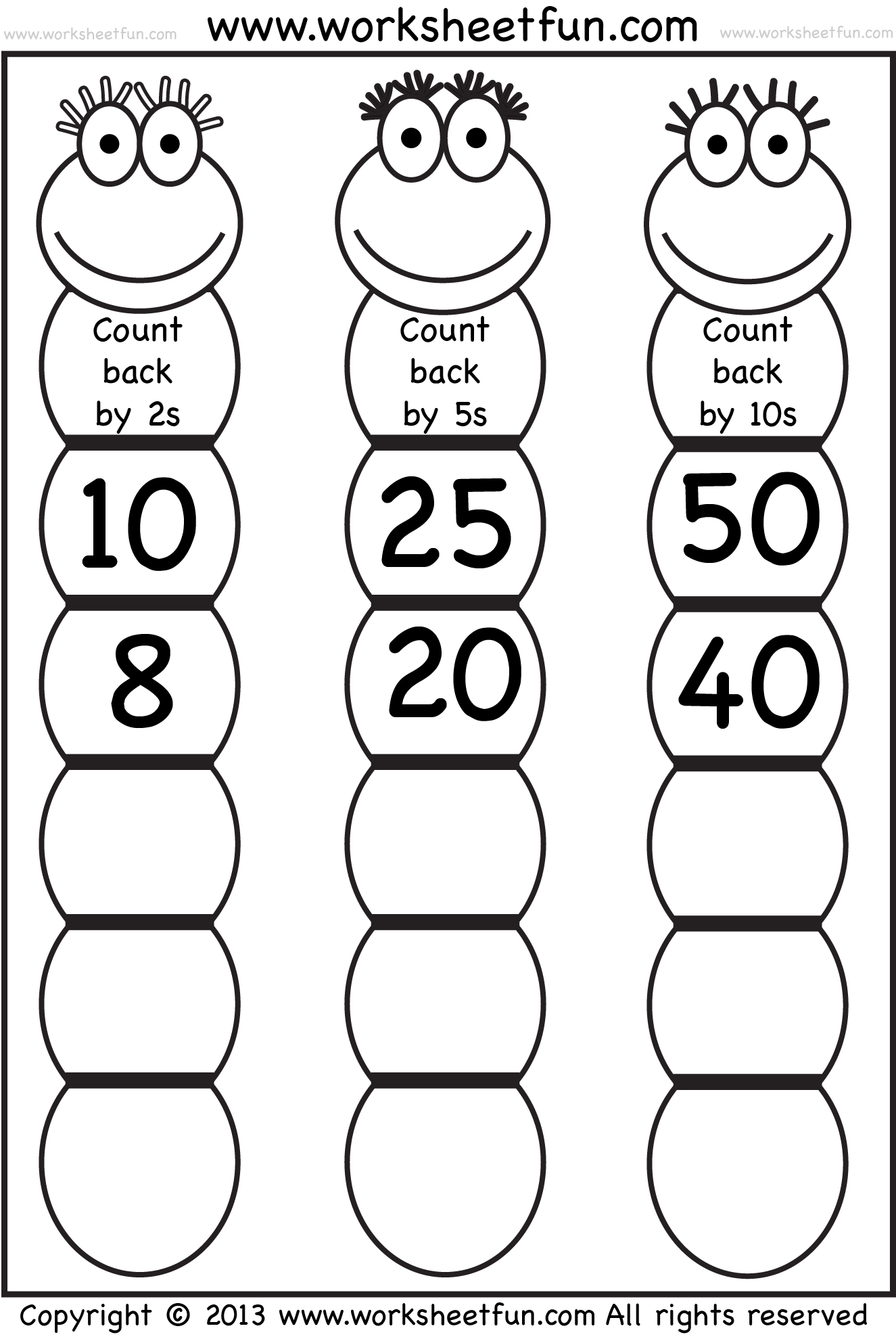 Skip Counting Count Back By 2 5 And 10 Worksheet FREE 