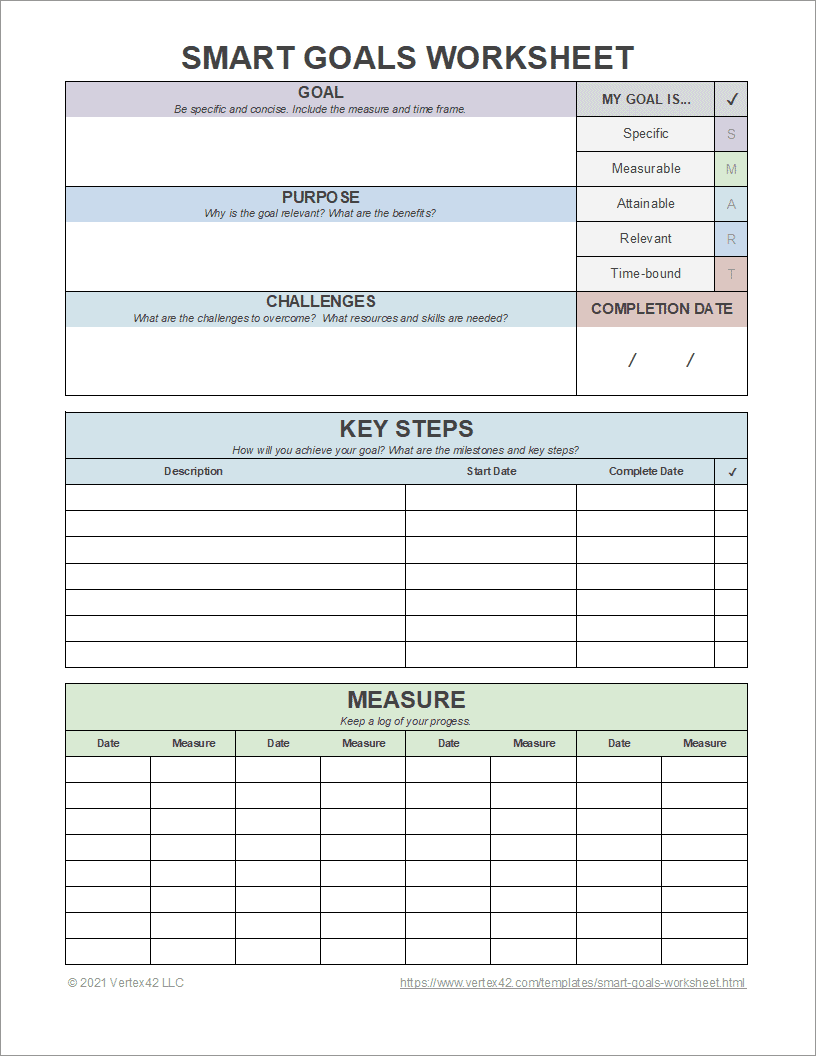 Template Printable Goal Setting Worksheet