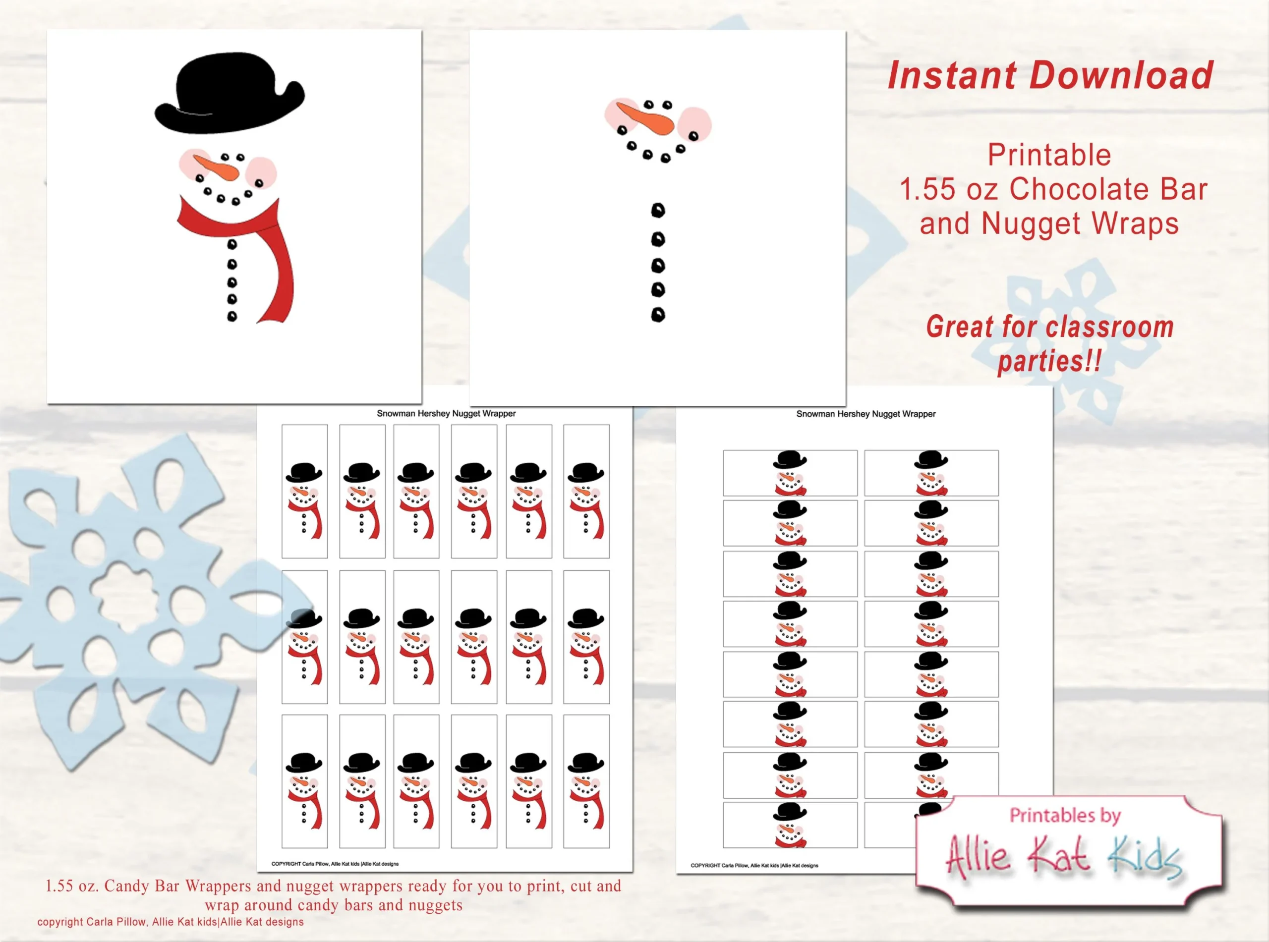 Printable Snowman Candy Bar Wrapper Template