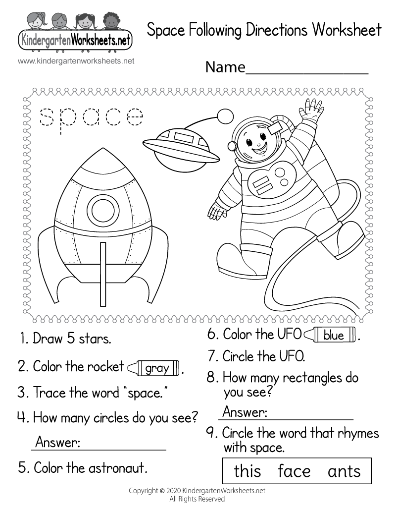 Free Printable Space Worksheets