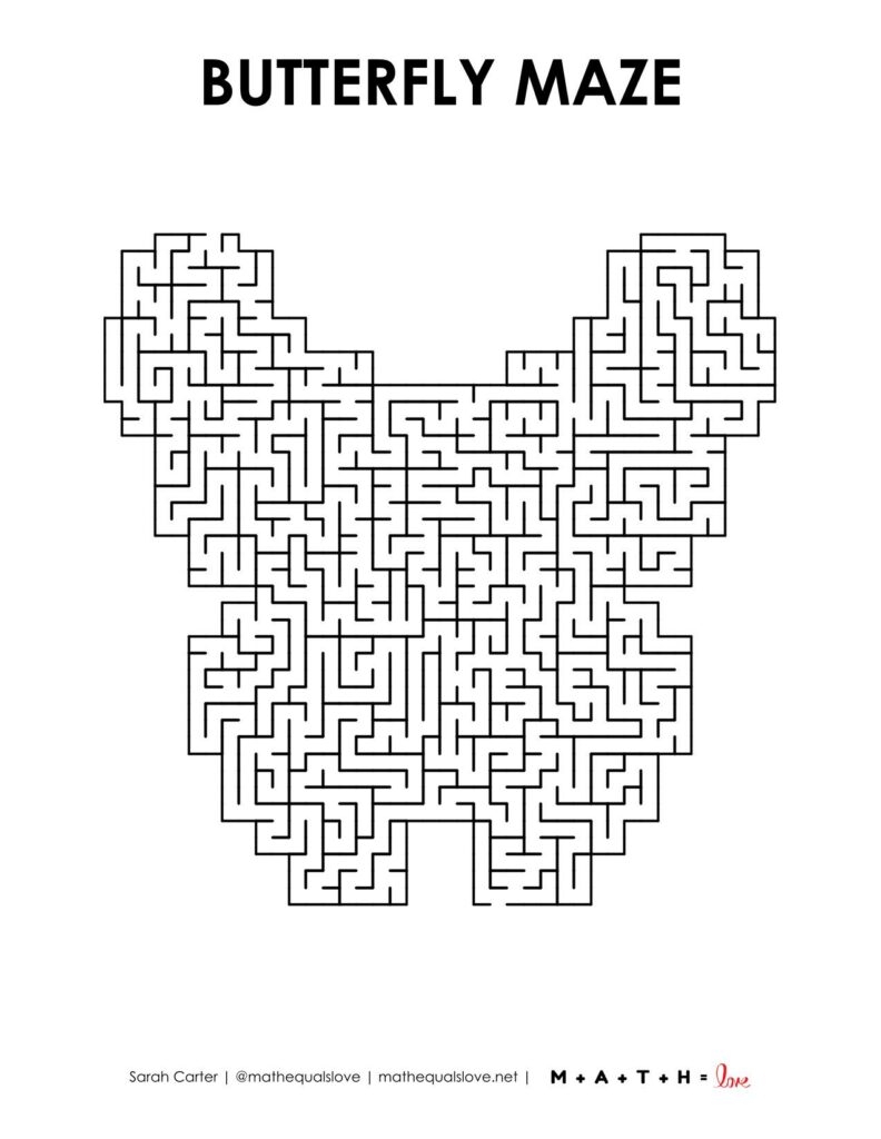 Spring Butterfly Maze Printable Math Love