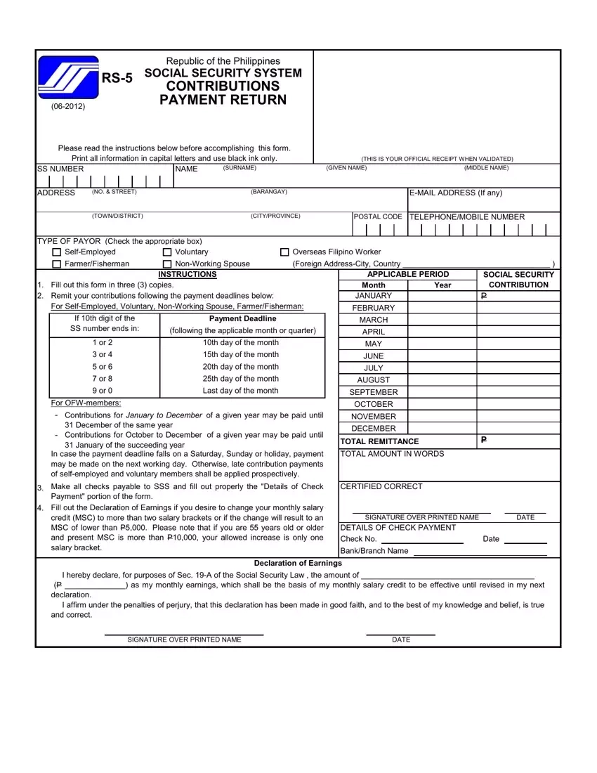 Sss Form Rs 5 Fill Out Printable PDF Forms Online
