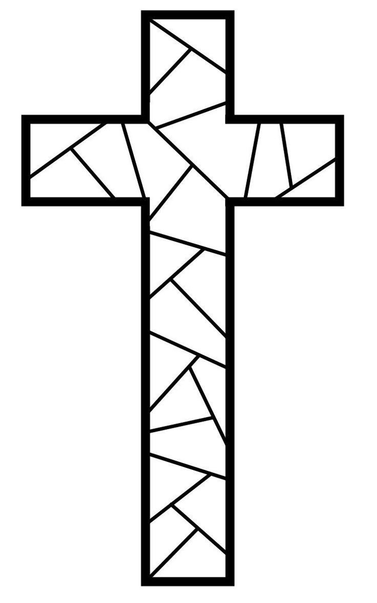 Stained Glass Cross Coloring Page