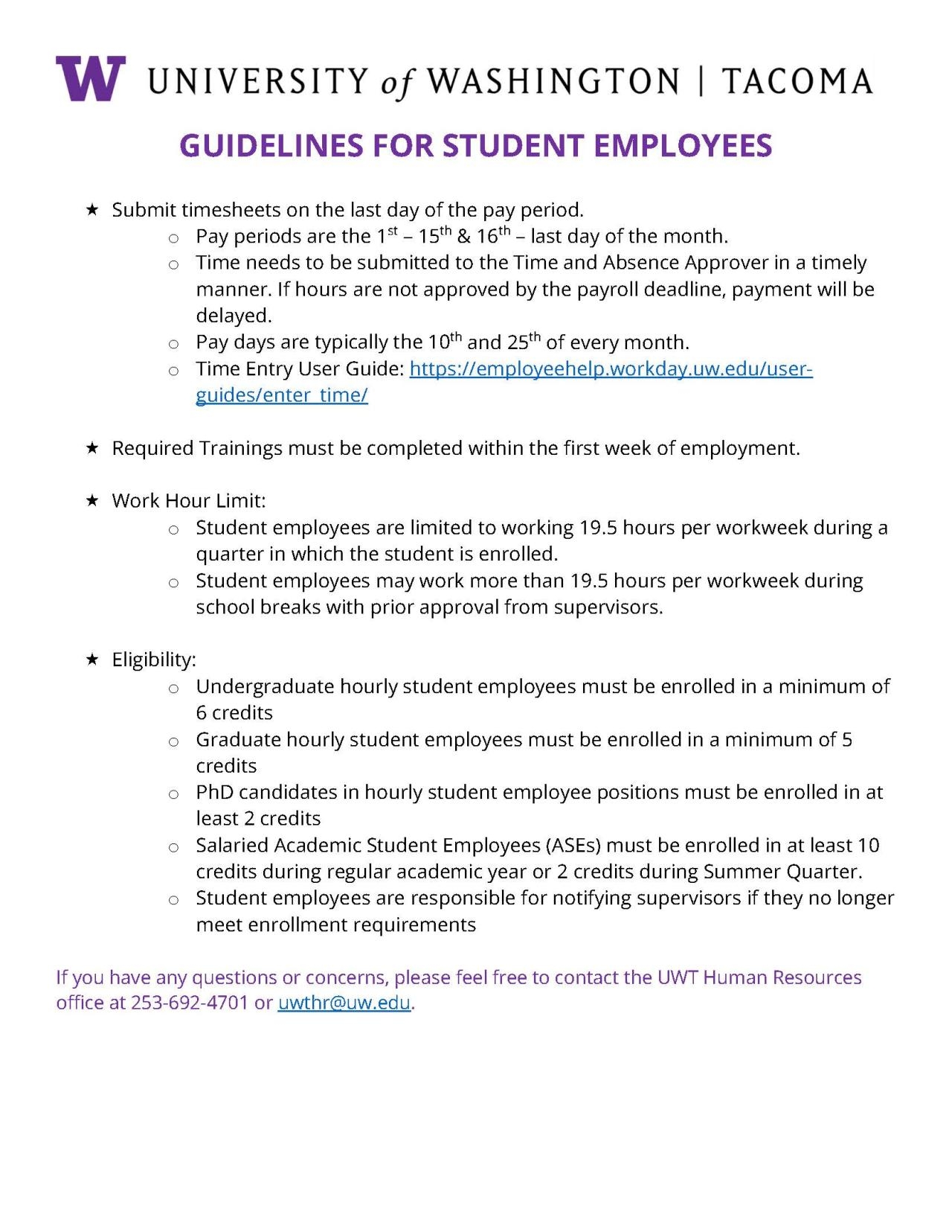 Student Employment Human Resources University Of Washington Tacoma