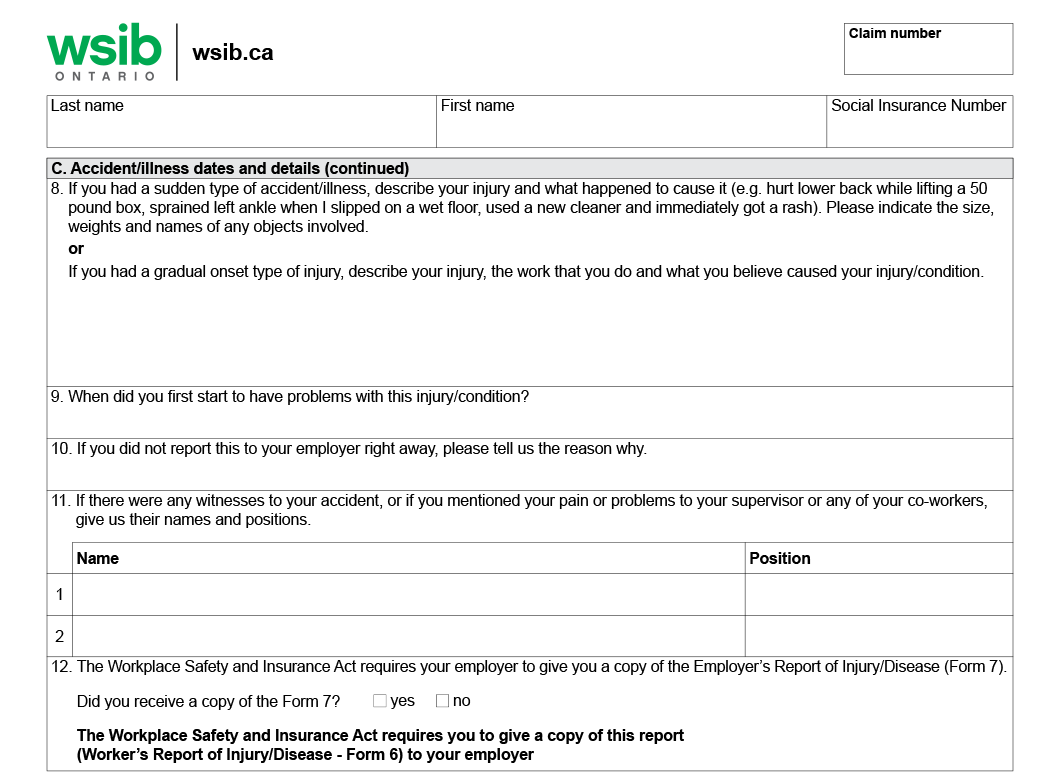 Submitting An Injury Or Illness Report WSIB