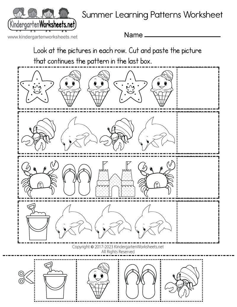 Printable Summer Worksheets For Preschoolers