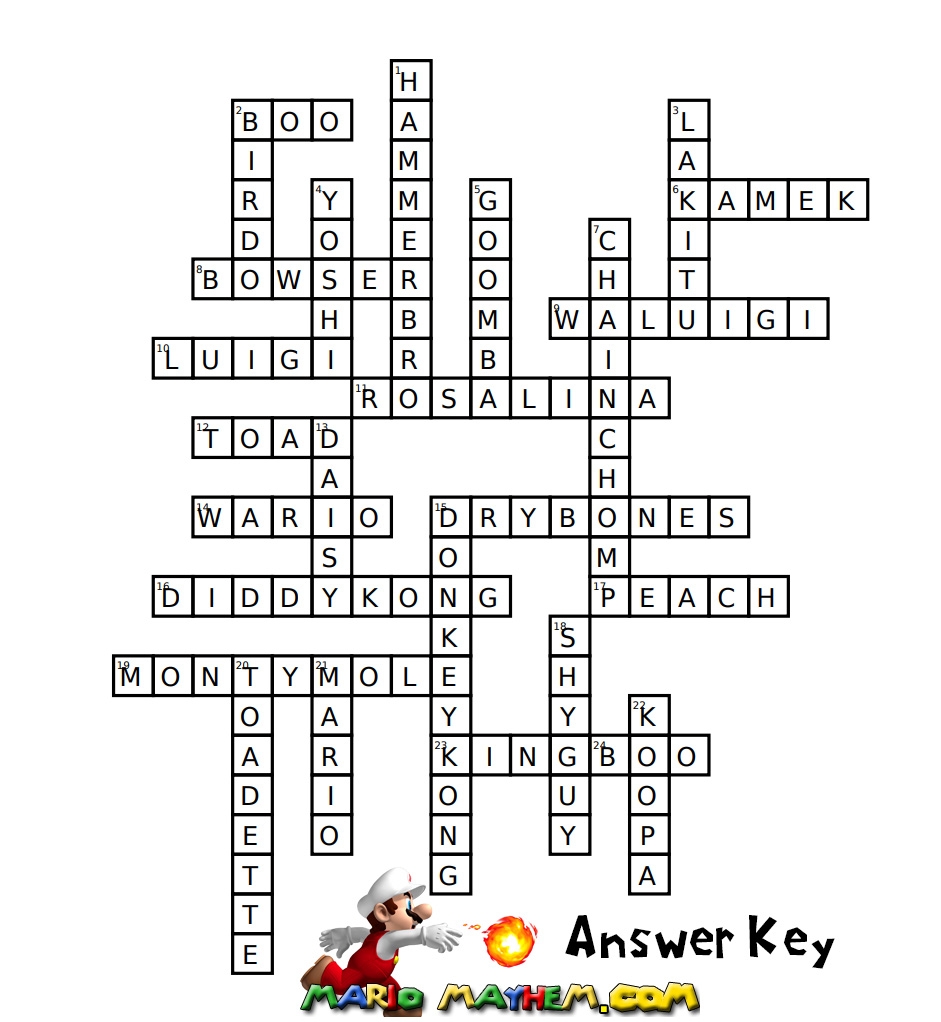 Mario Bros Crossword Puzzles Printable