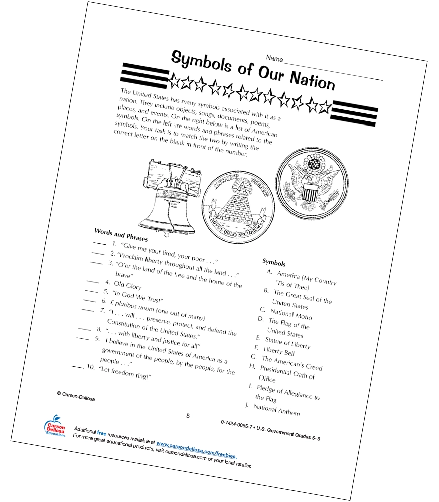 Symbols Of Our Nation Free Printable Carson Dellosa