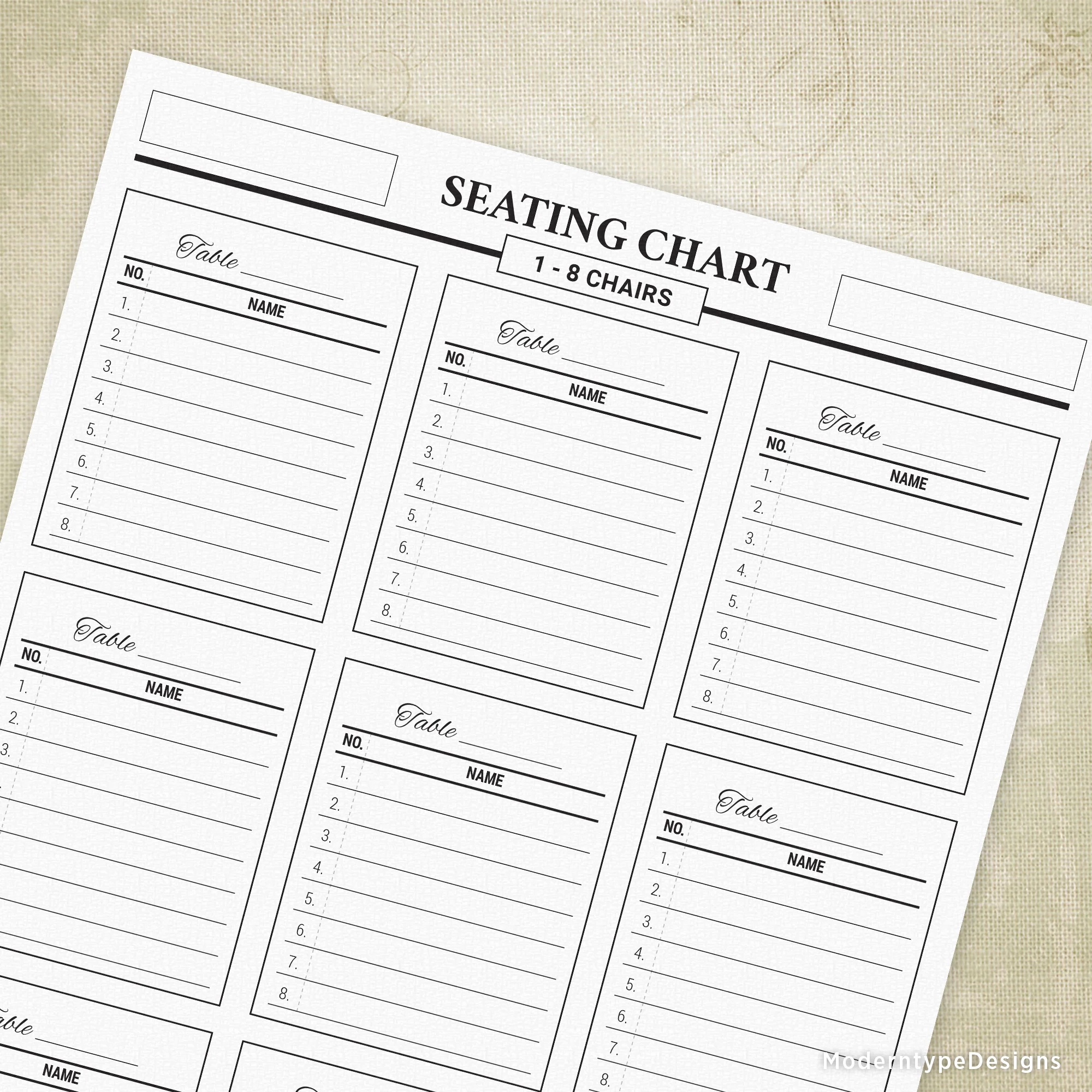 Printable Seating Chart Template