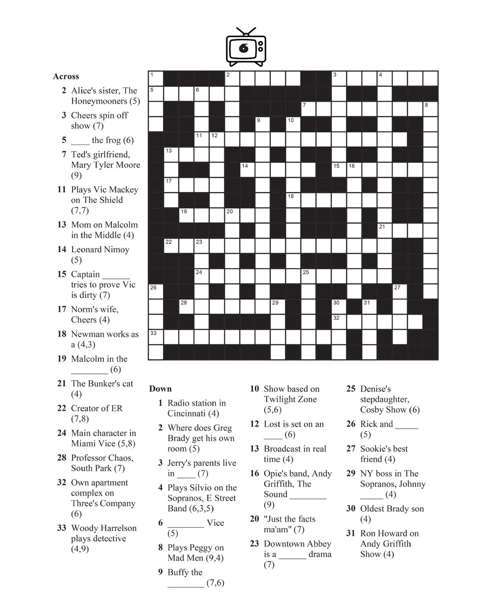 Crossword Puzzles Printable Shows