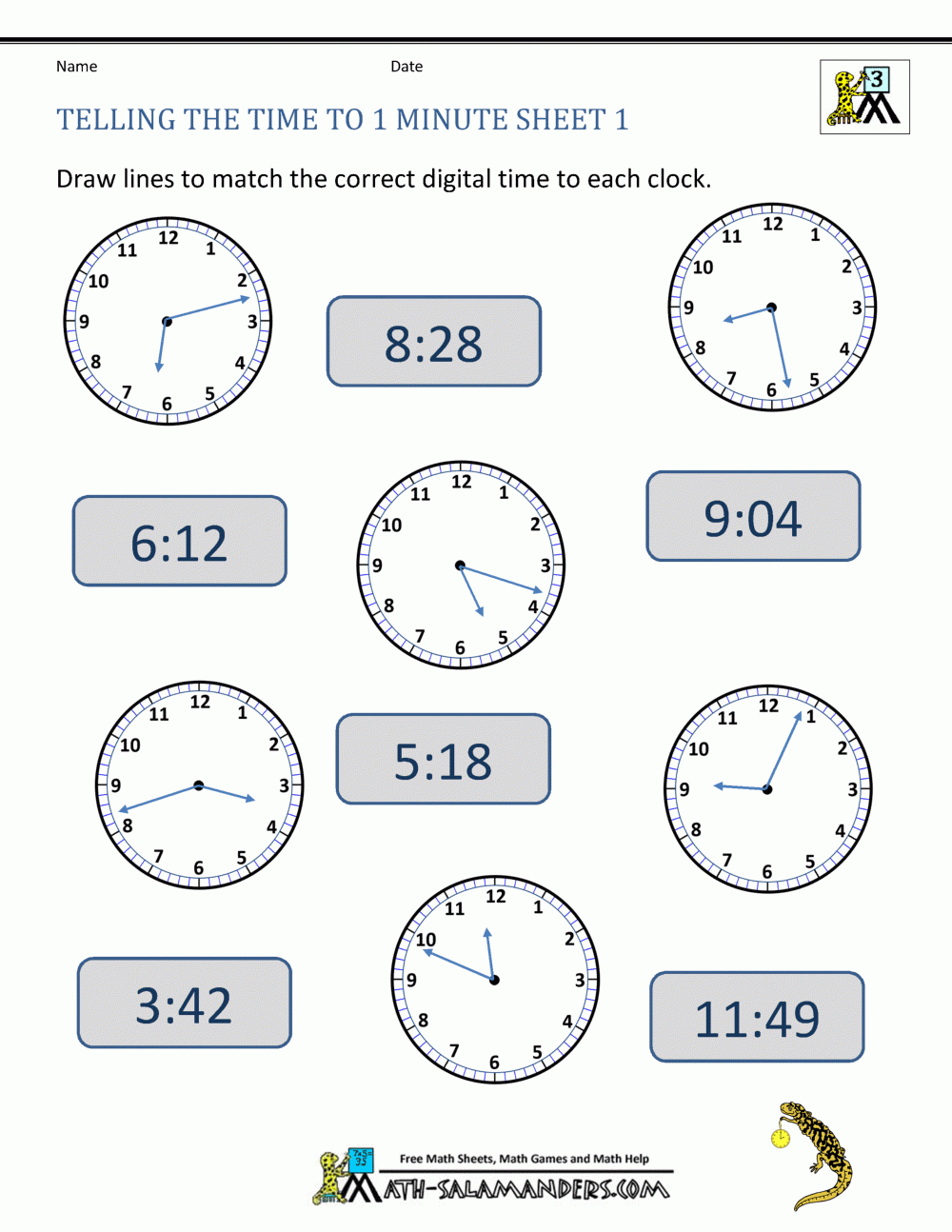 Printable Clock Worksheet