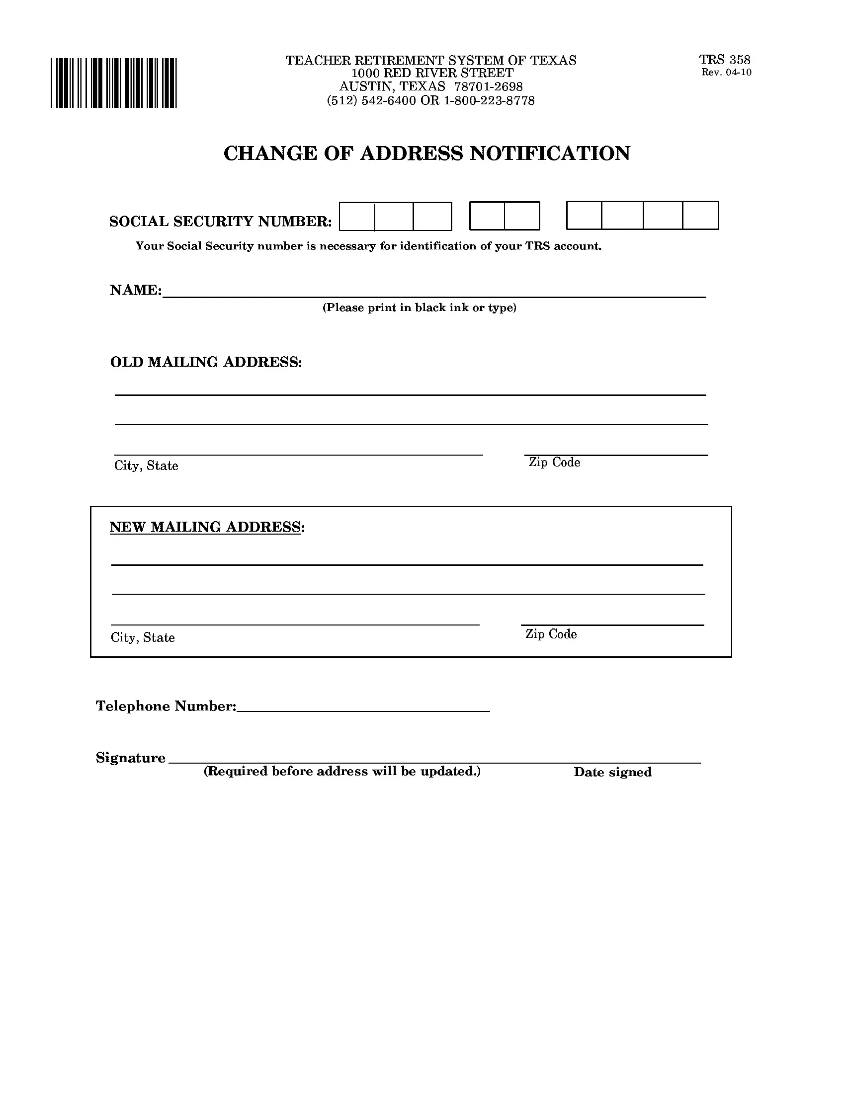 Trs Forms Printable