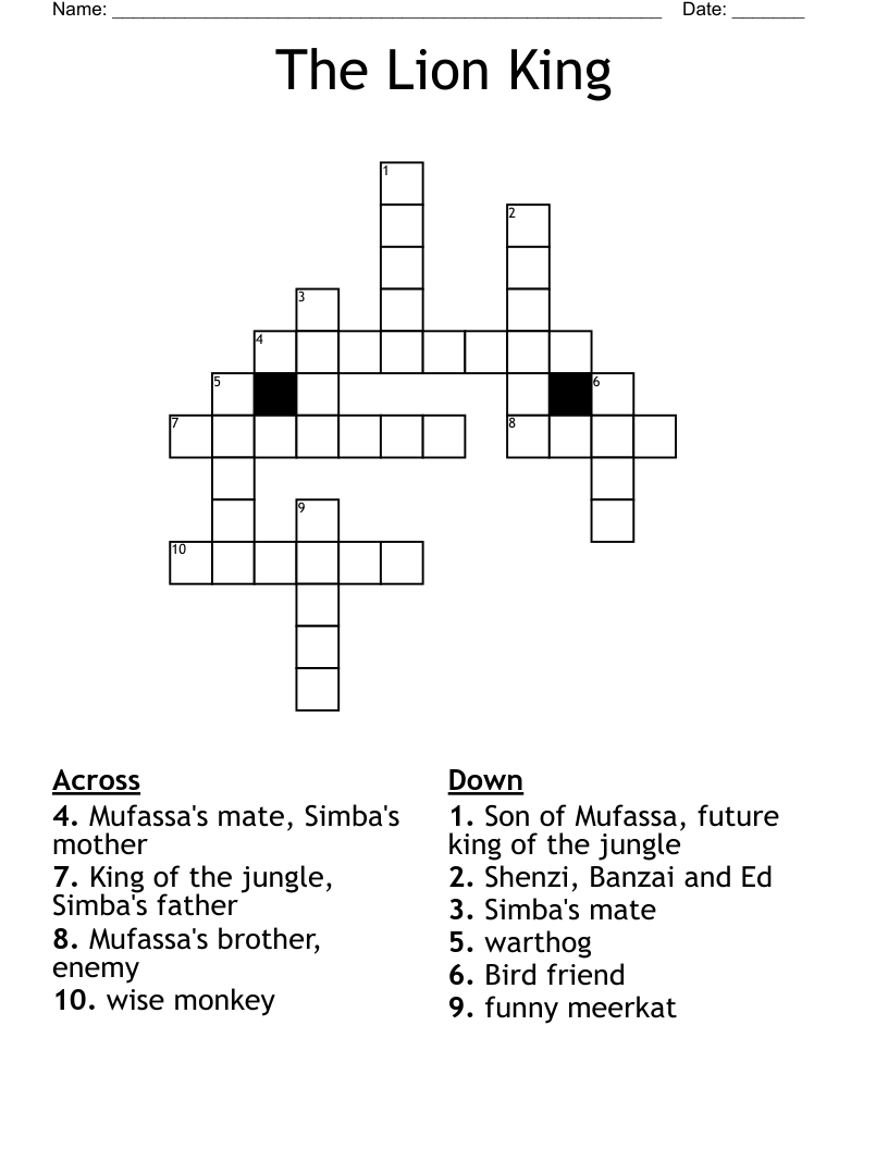 Printable King Crossword Puzzles