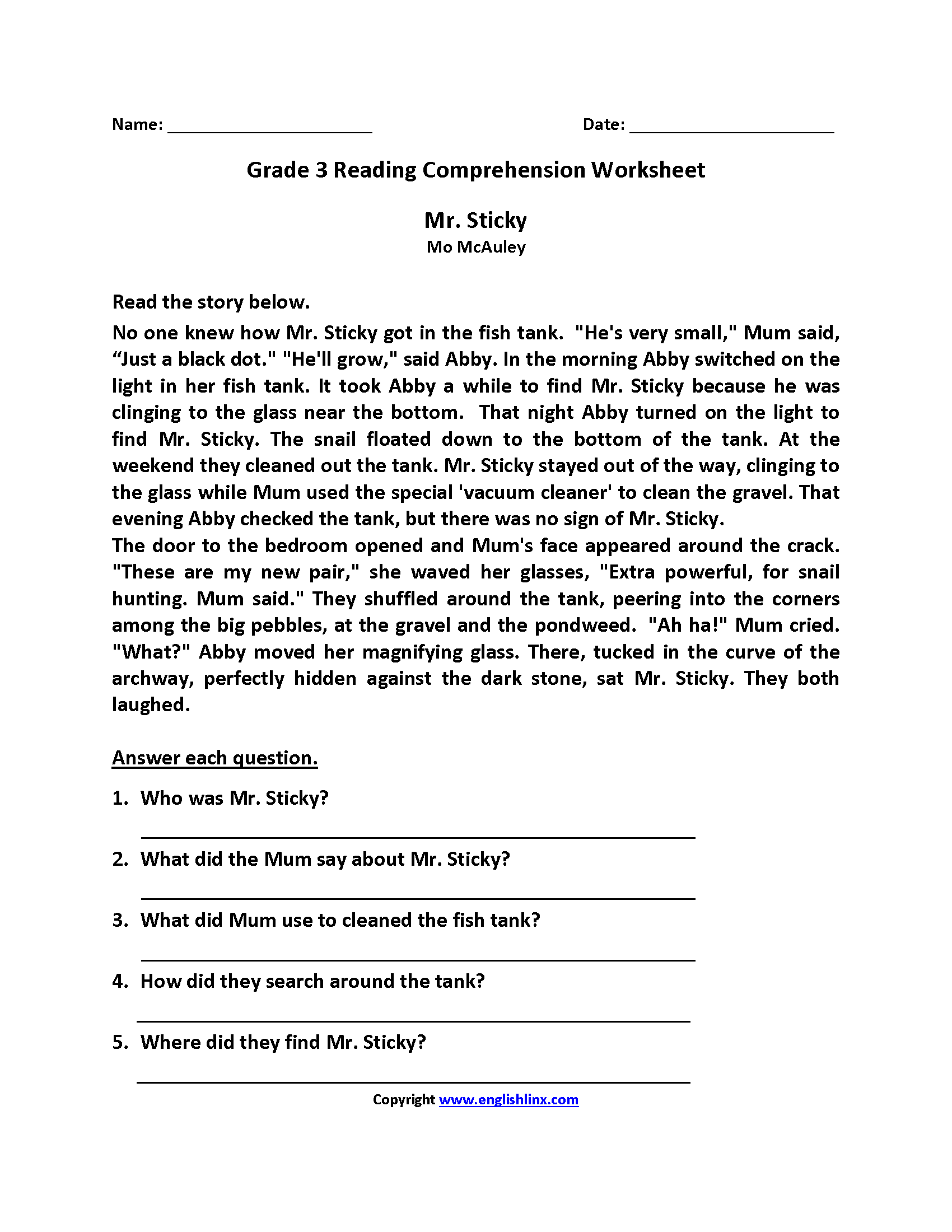 Third Grade Reading Worksheets Improve Fluency amp Vocabulary