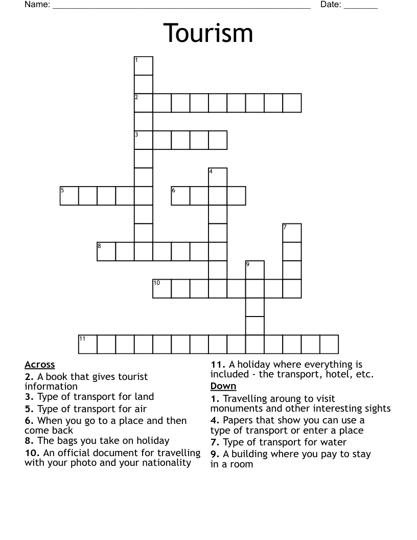 Tourism Crossword WordMint
