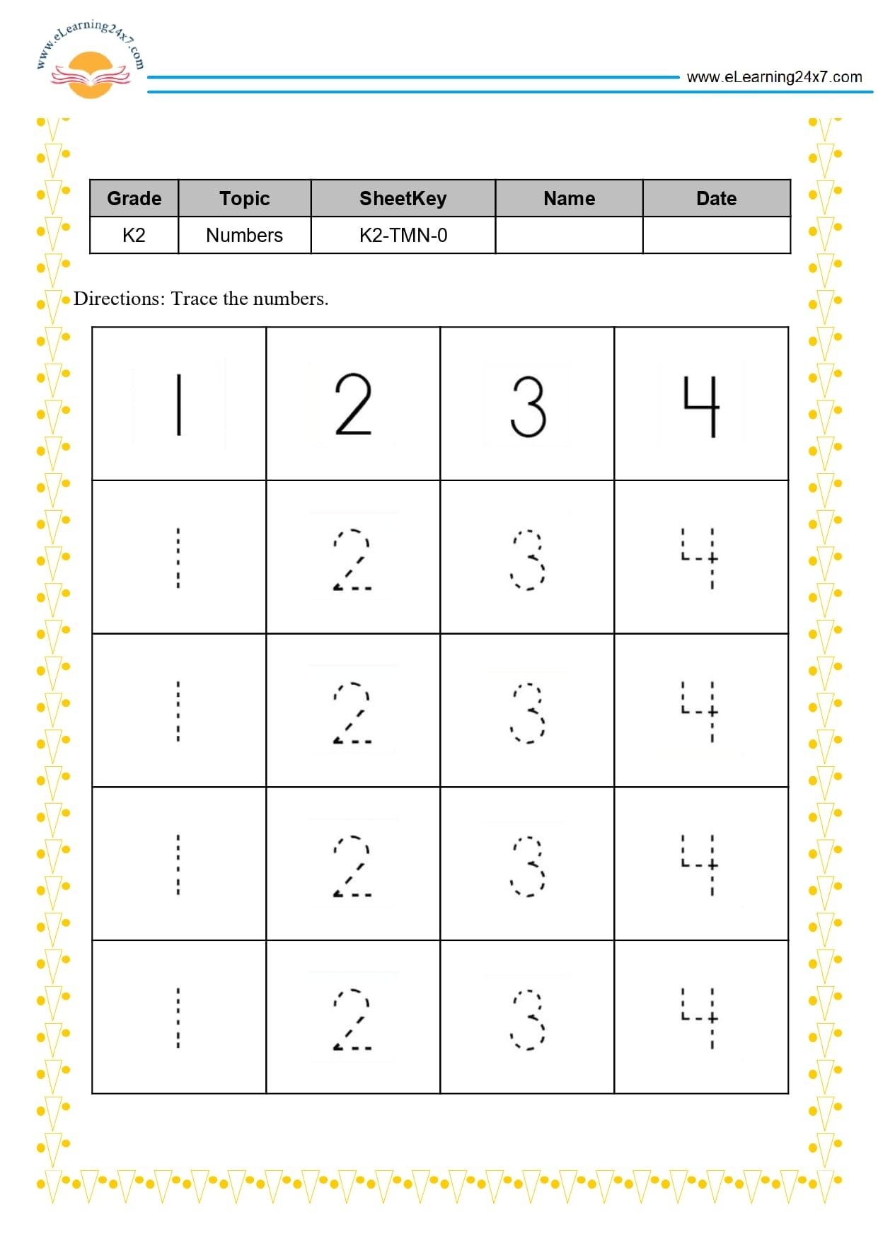 Trace Numbers 1 2 3 4 Https eLearning24x7