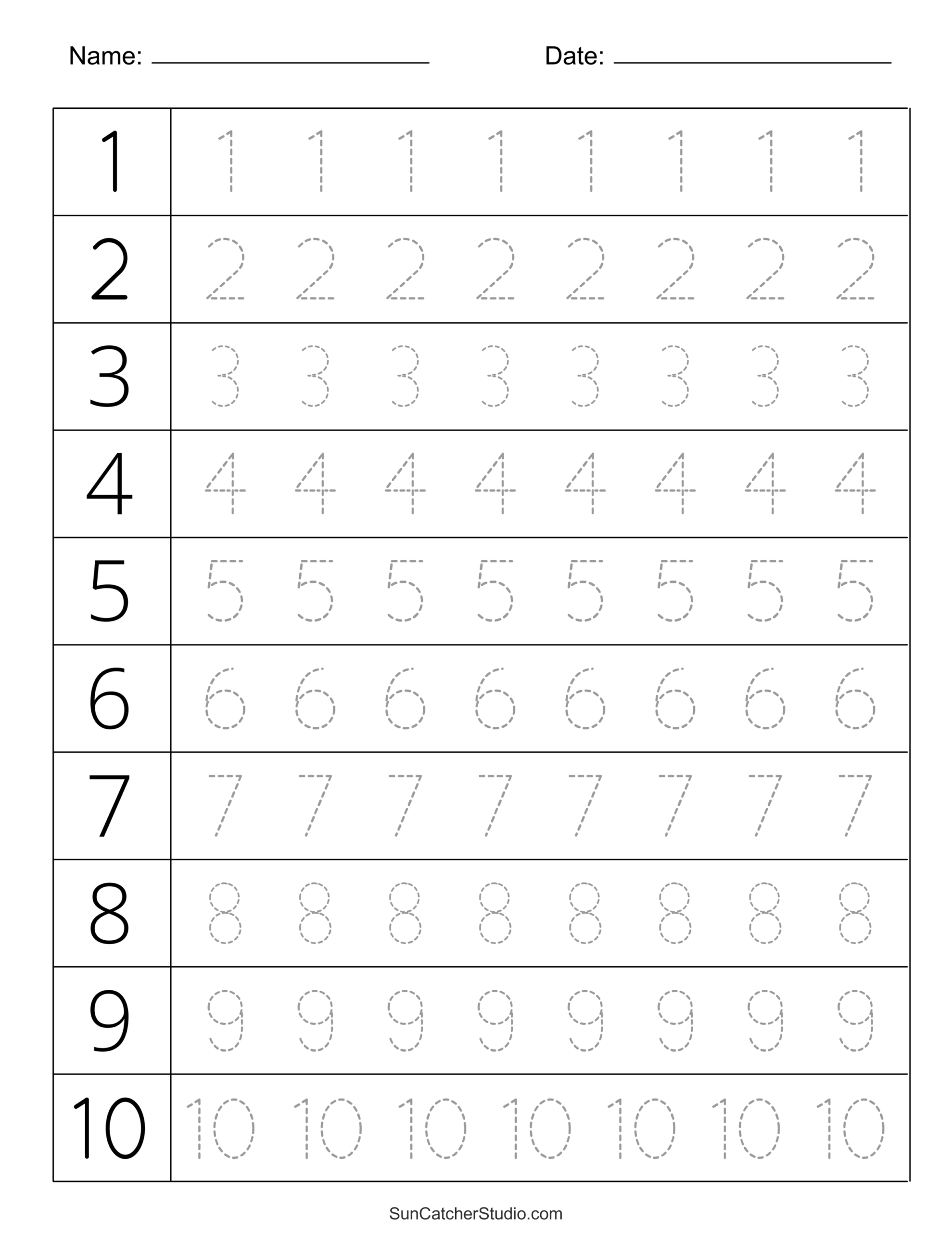 Tracing Numbers Free Printable Practice PDF Worksheets DIY 