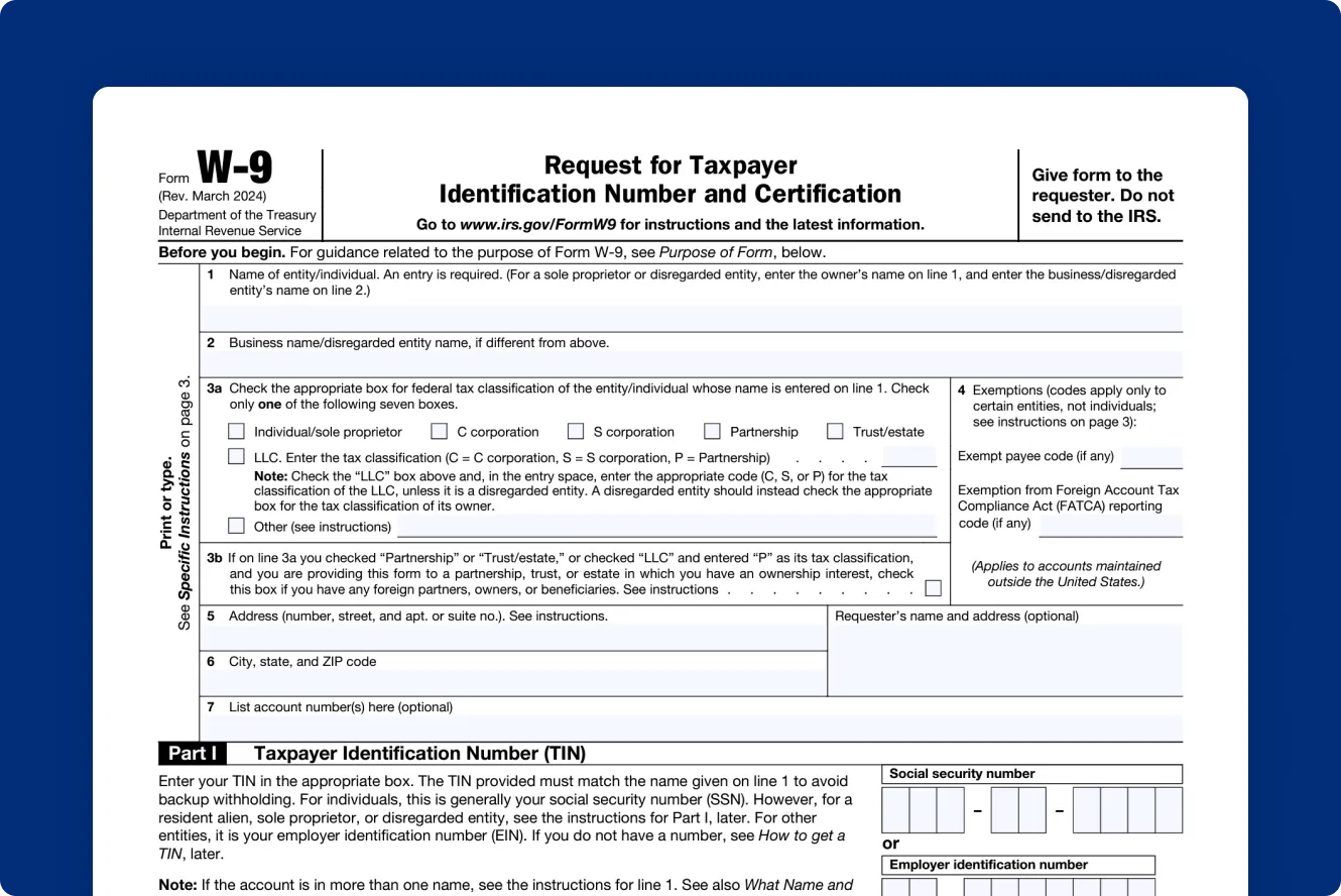 W 9 Form For 1099 Employees