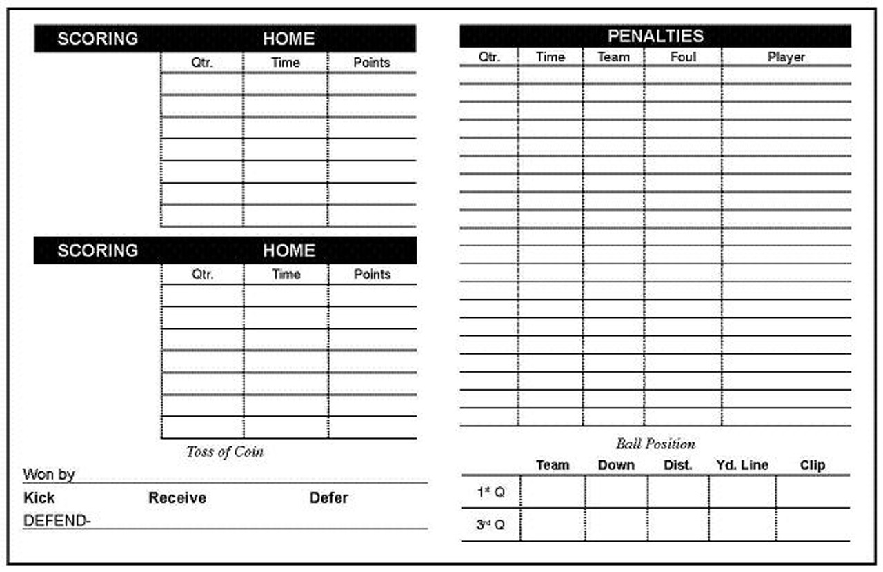 Printable Football Referee Game Card Template Printable Football Referee Game Card Template