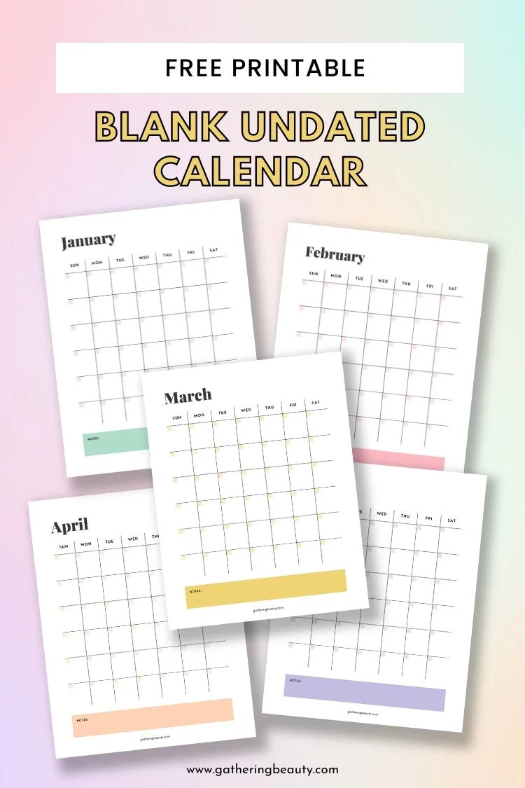Printable 8x10 Blank Calendar