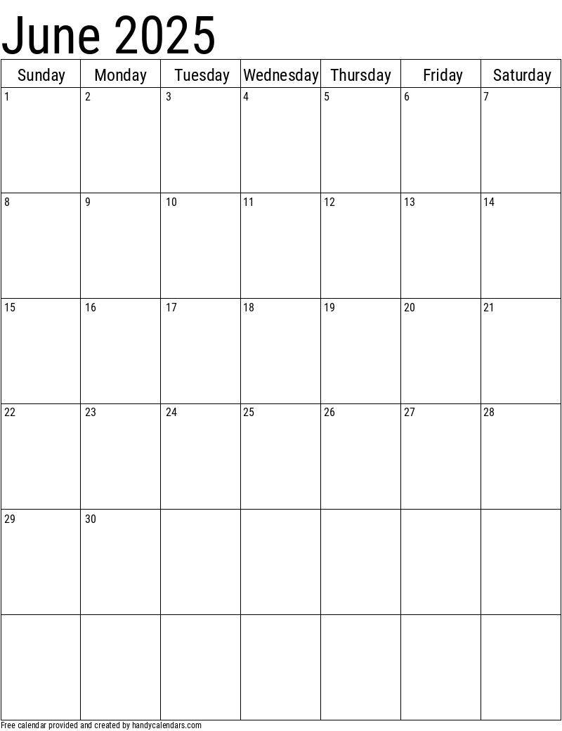 Vertical 2025 Calendar Templates Handy Calendars