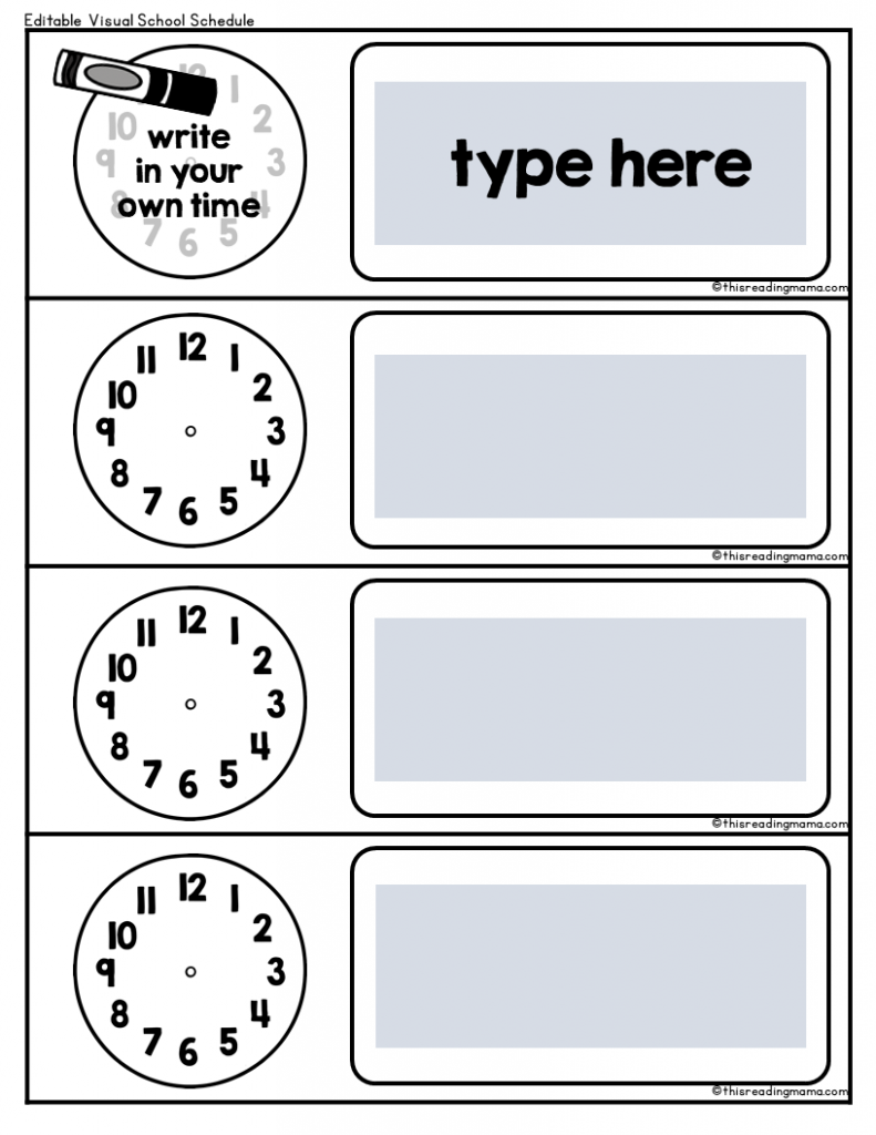 Printable Blank Visual Schedule Template