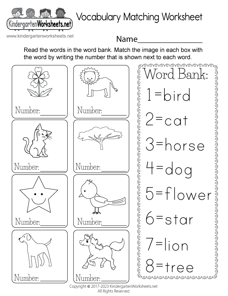 Vocabulary Matching Worksheet Free Printable Digital amp PDF