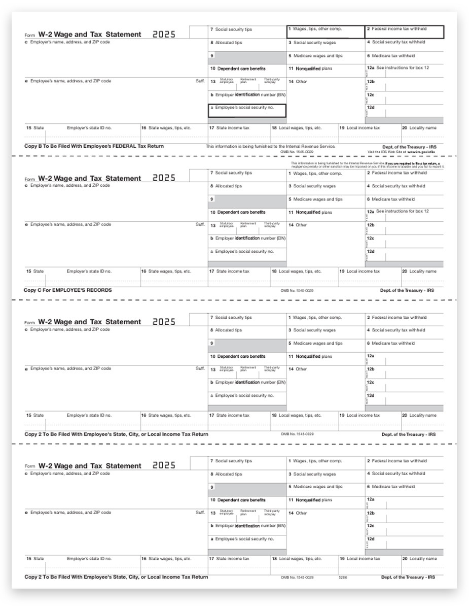 W2 Tax Forms Condensed 4up V2A For Employees DiscountTaxForms