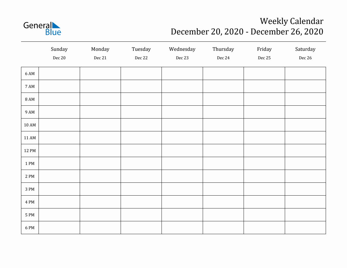 Printable Calendar December 20