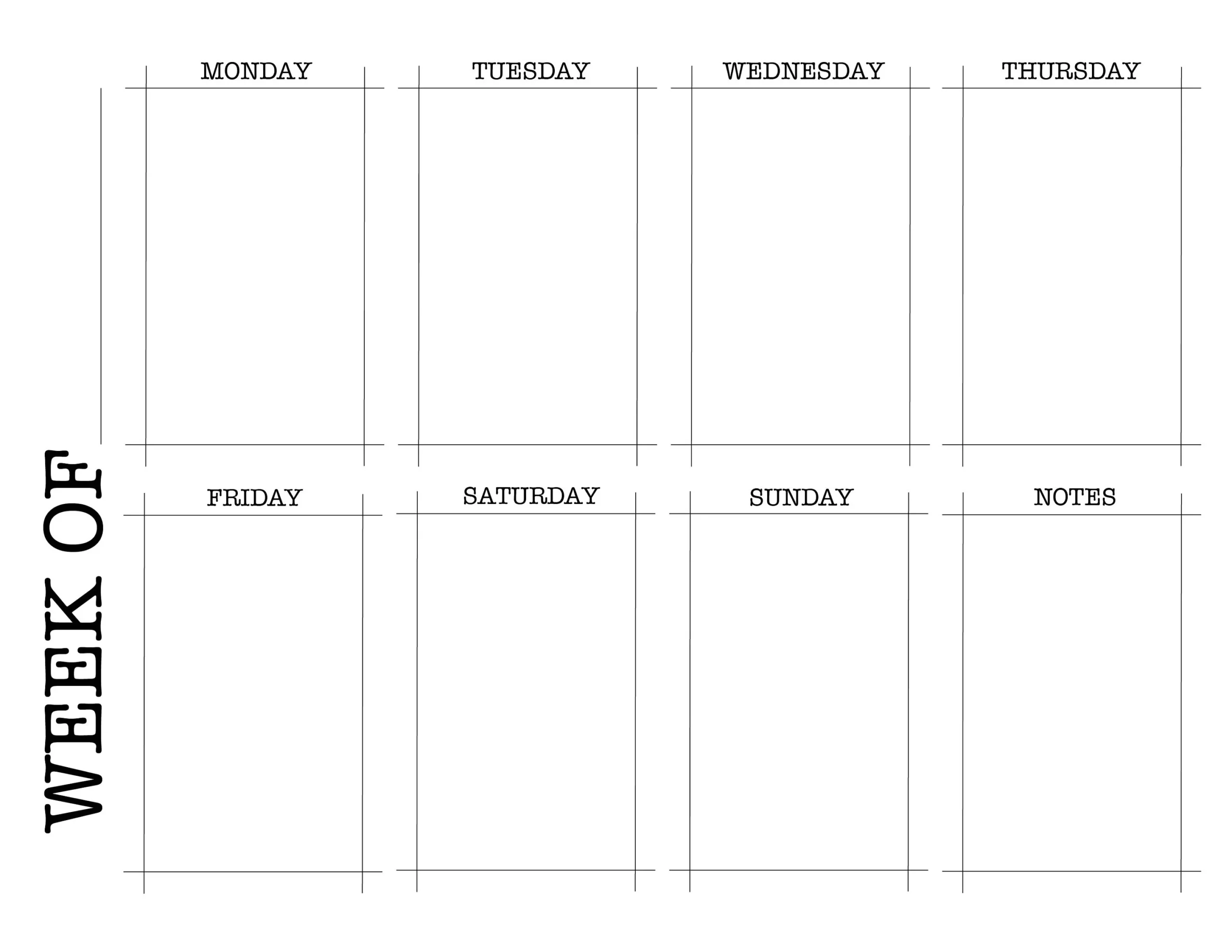 Blank Printable Calendar Weekly