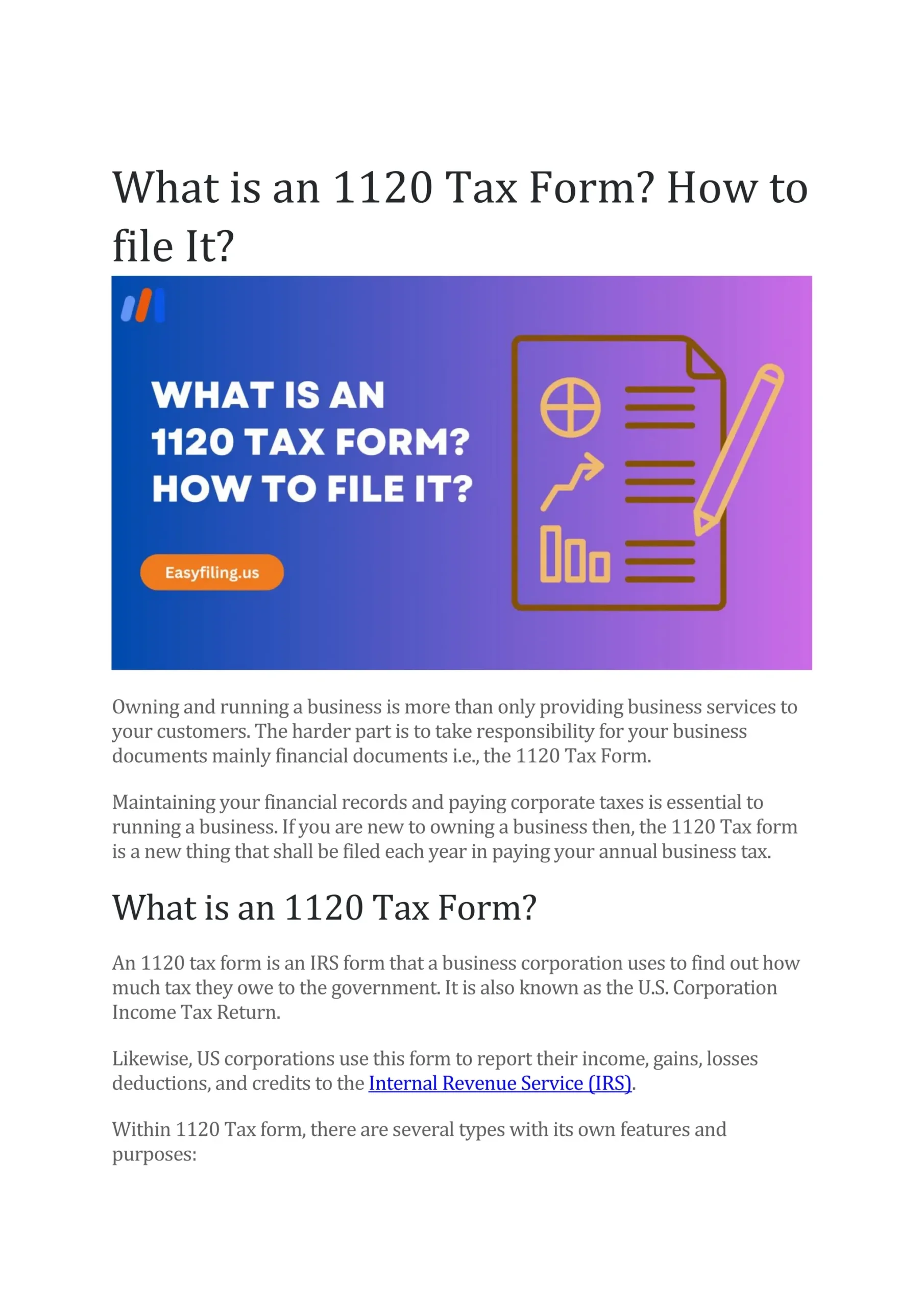 What Is An 1120 Tax Form How To File It PDF