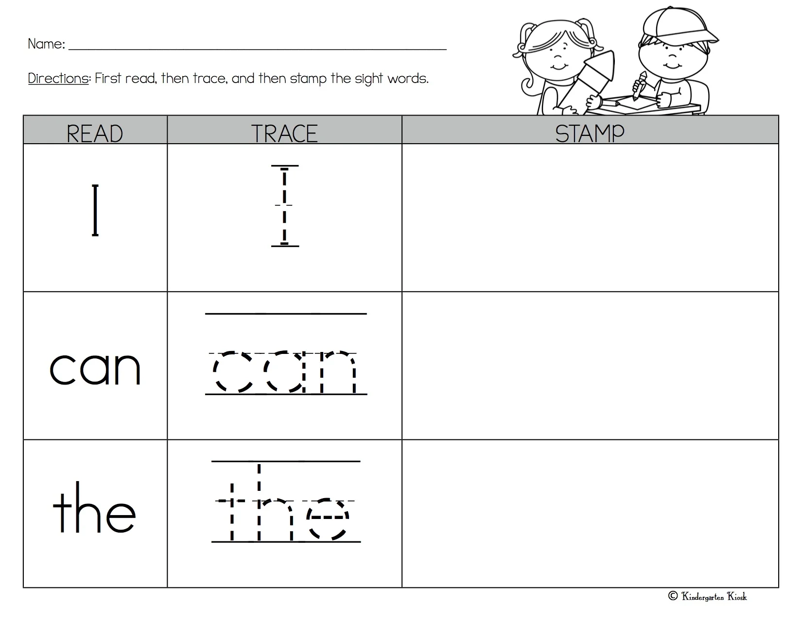 Printable Kindergarten Reading Worksheets Sight Words