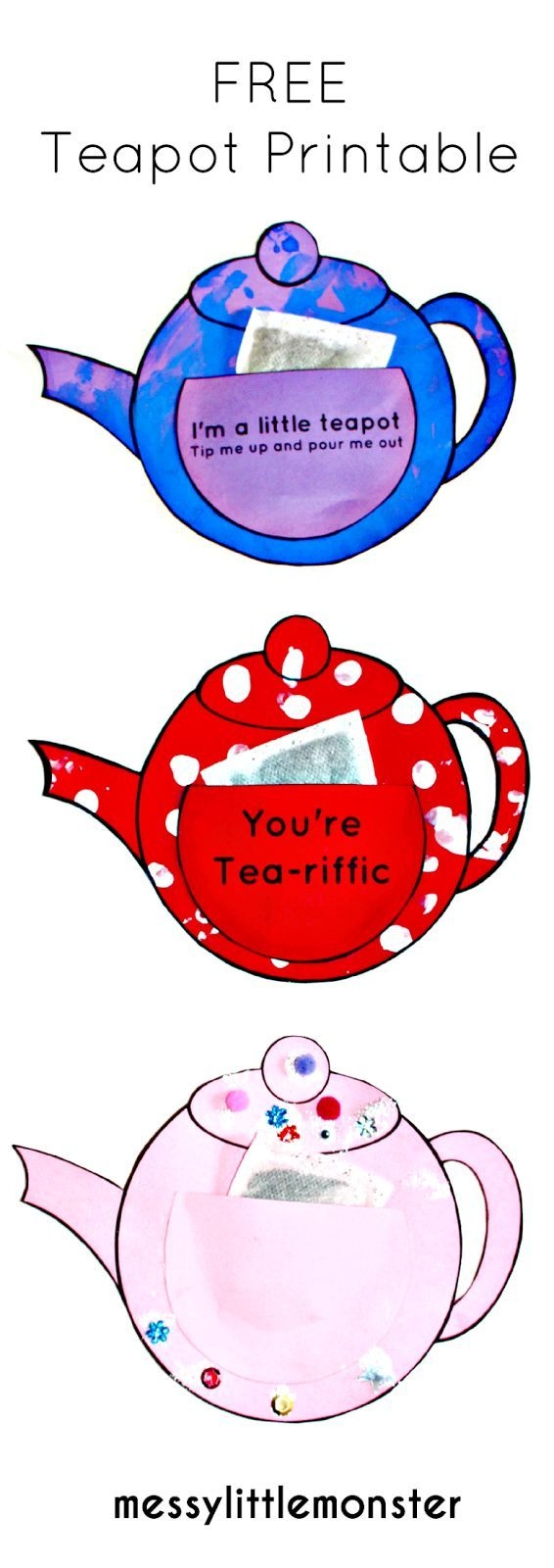 You re Tea riffic Teapot Craft FREE Printable Teapot Template
