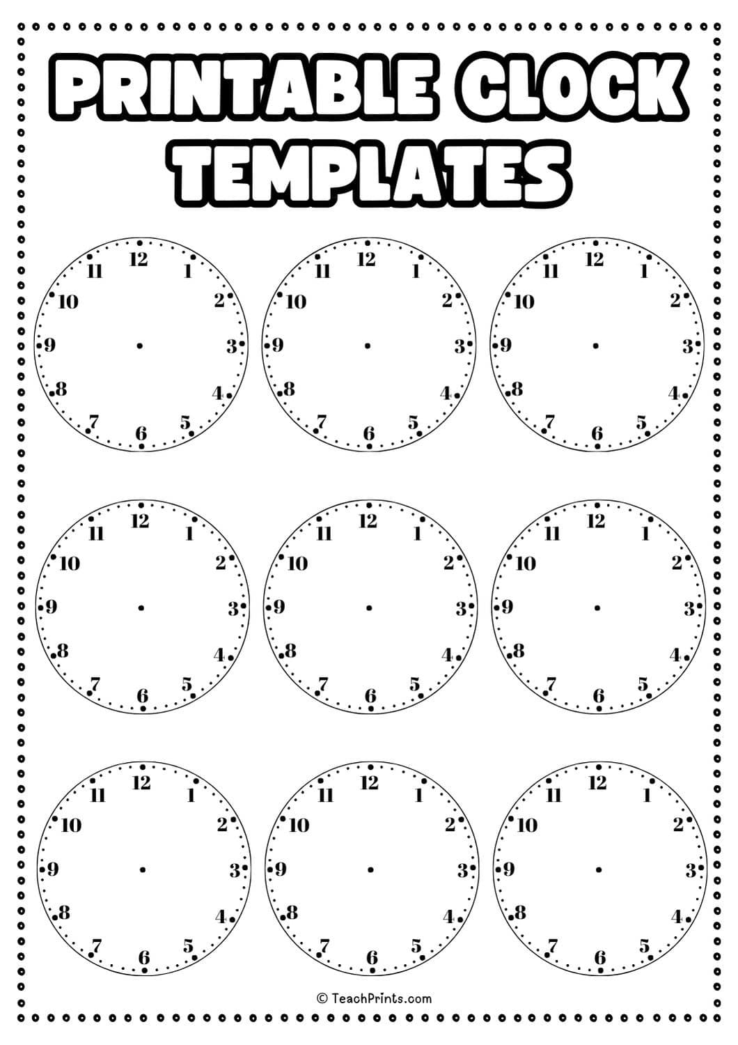 Clock Printable Template