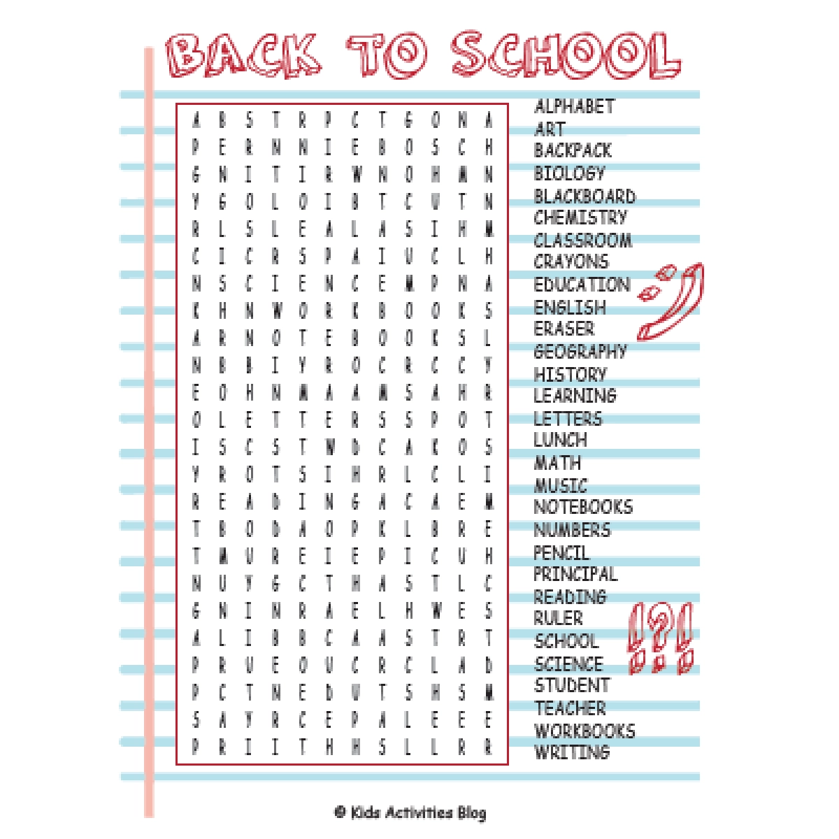 10 Fun Back To School Printable Word Search Puzzles Kids 