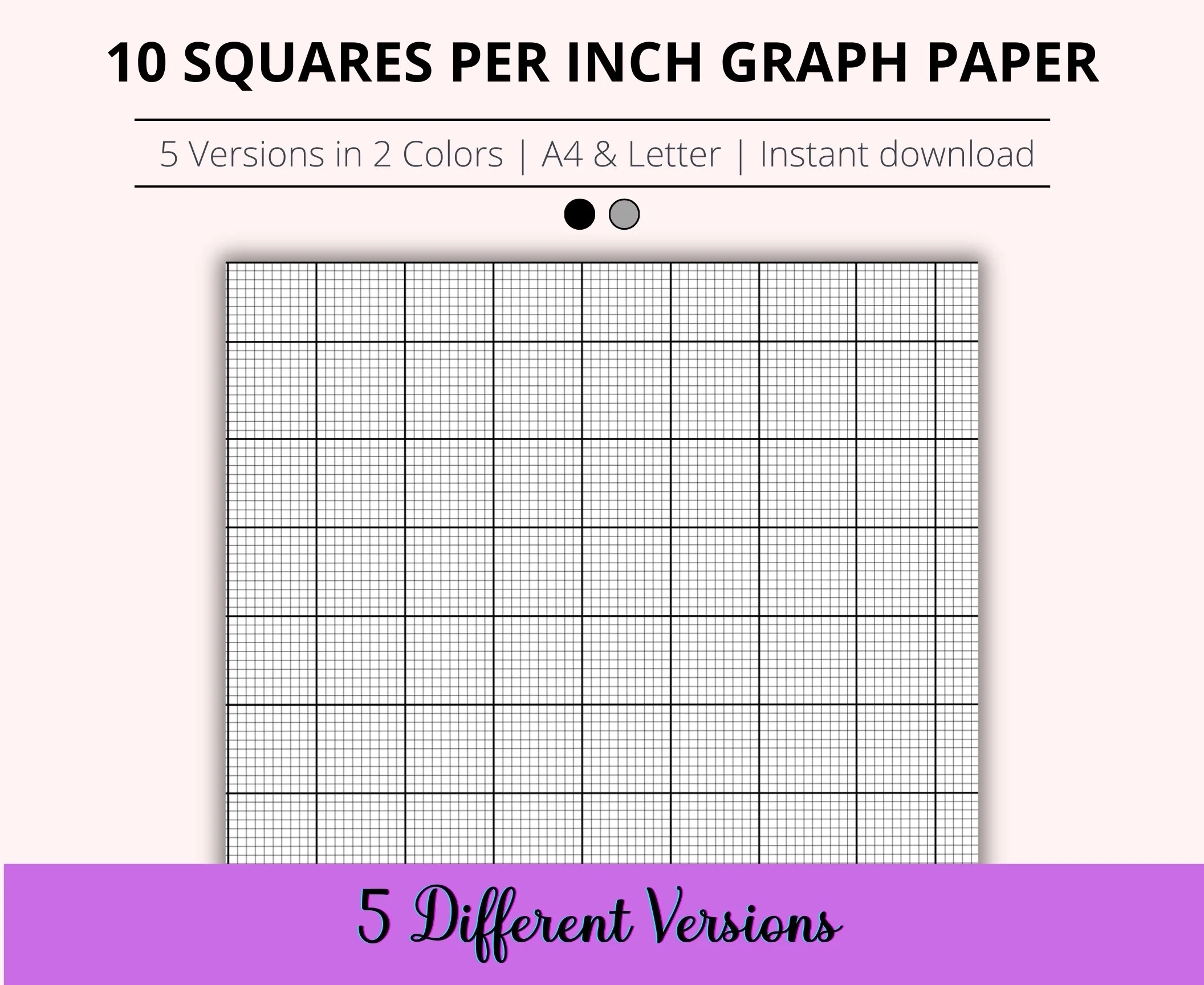 10 Squares Per Inch Graph Paper Bundle Printable Cross Stitch 