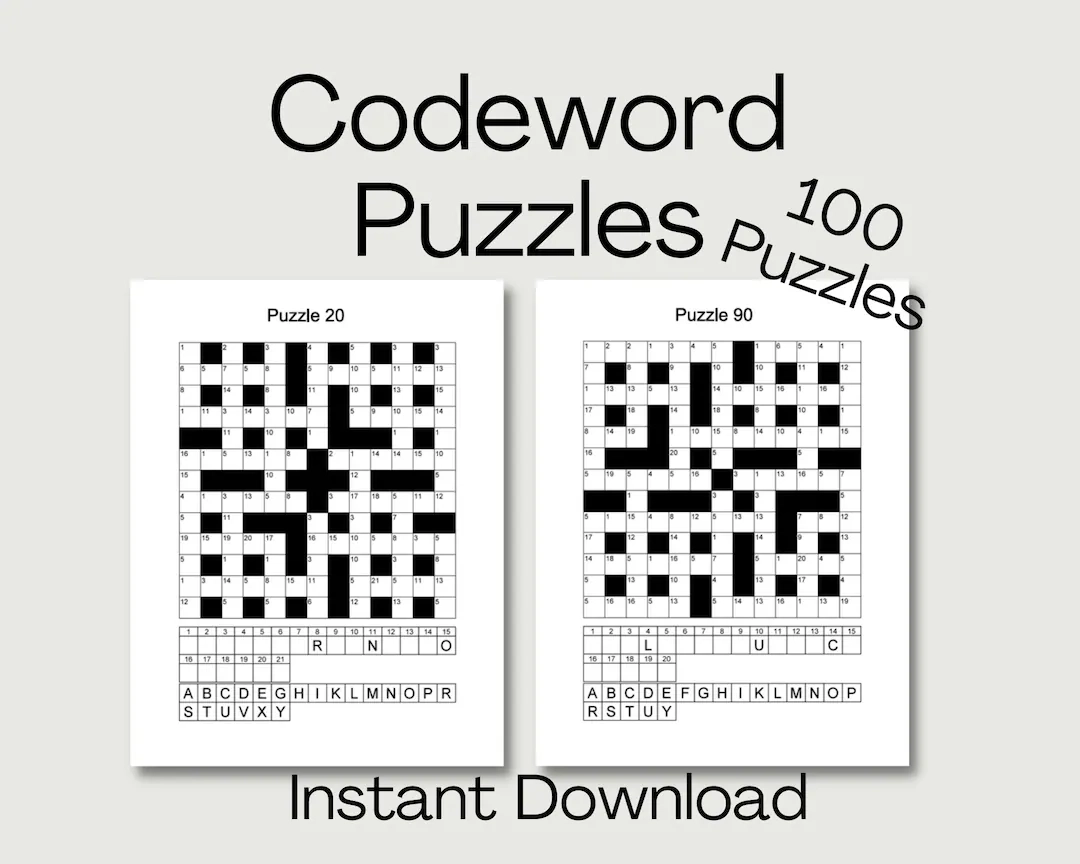 100 Codeword Puzzles Coded Crosswords printable PDF Etsy 