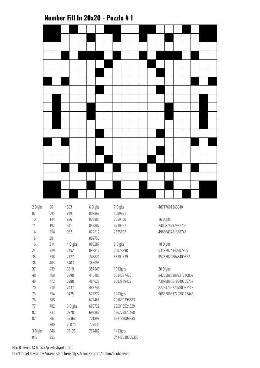 100 Number Fill In Puzzles Volume 4 PRINTABLE DOWNLOADABLE 