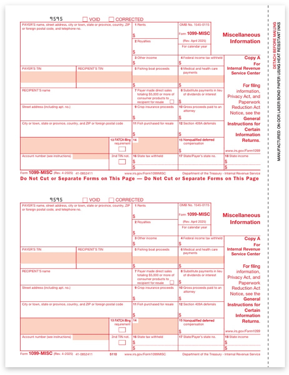 1099 MISC Tax Forms Copy A Federal IRS DiscountTaxForms
