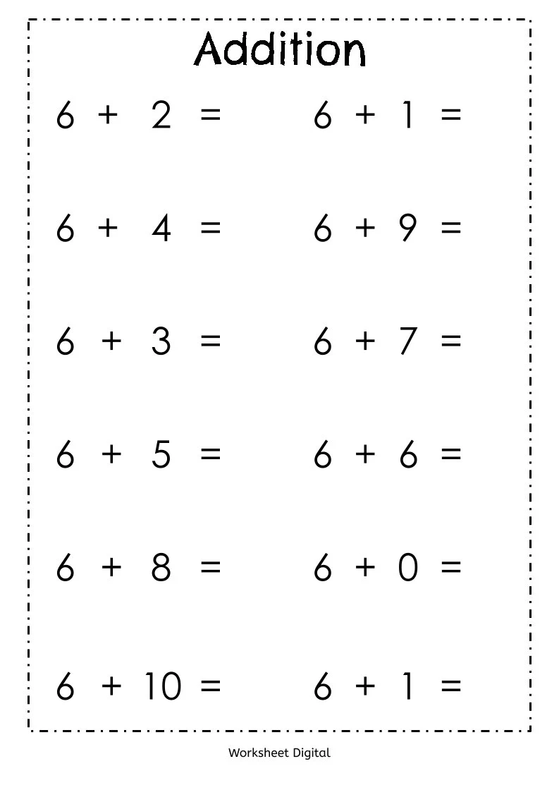 20 Printable Addition Worksheets Numbers 1 10 For Preschool 