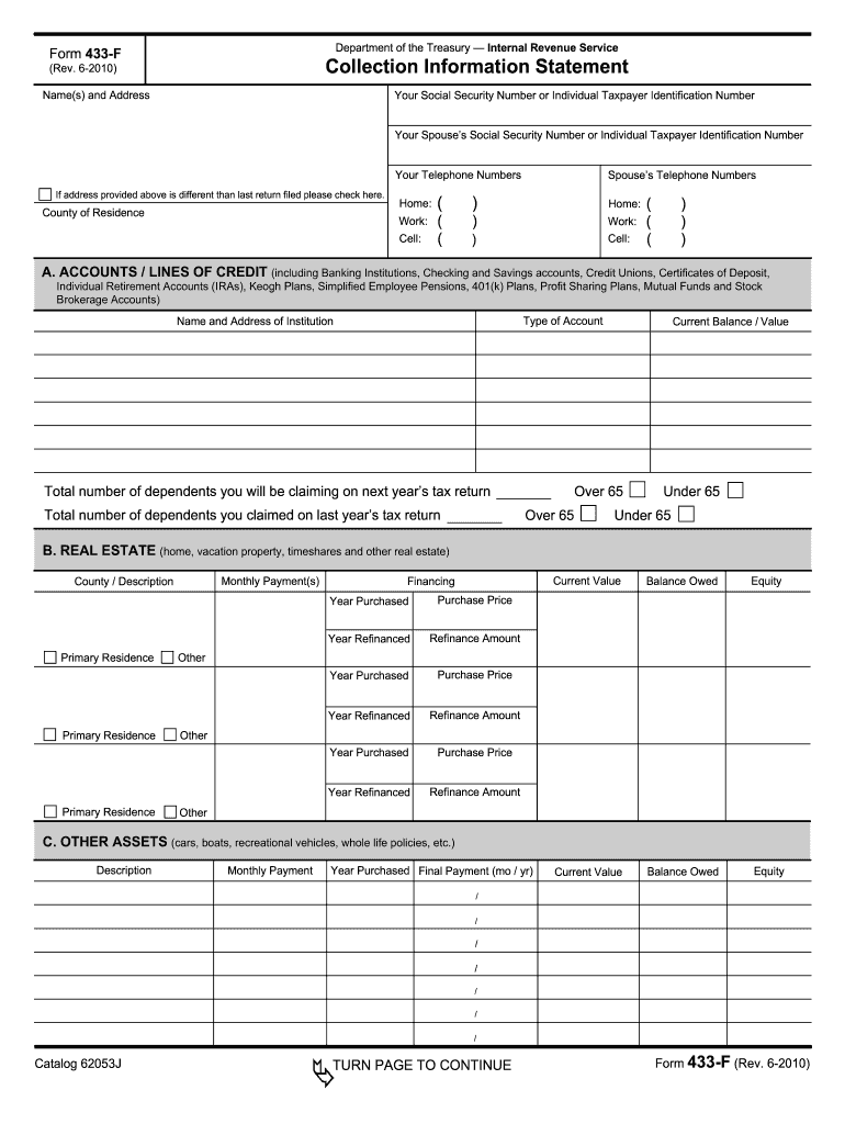 Irs Form 433 F Printable