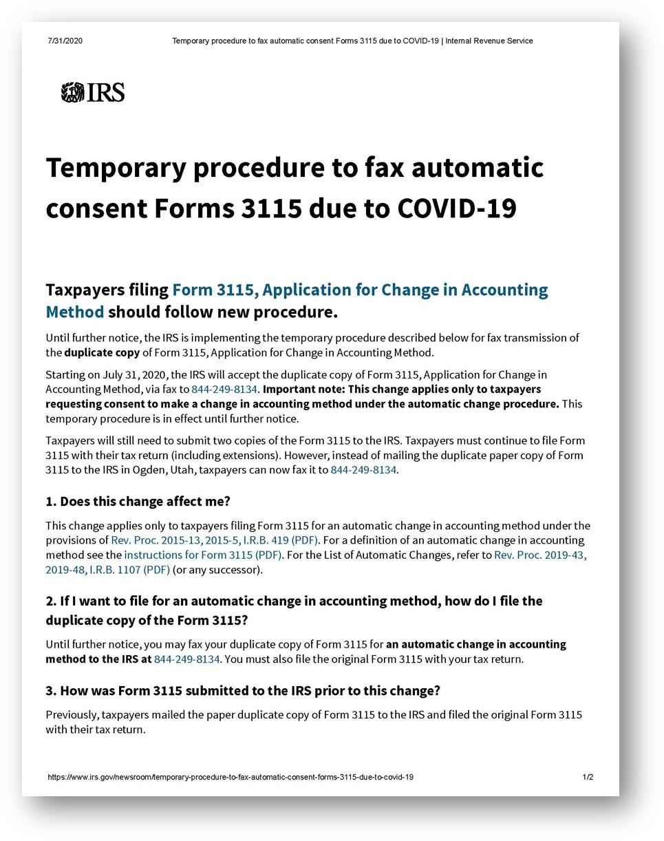 2020 07 31 Fax Form 3115 ICS Tax LLC