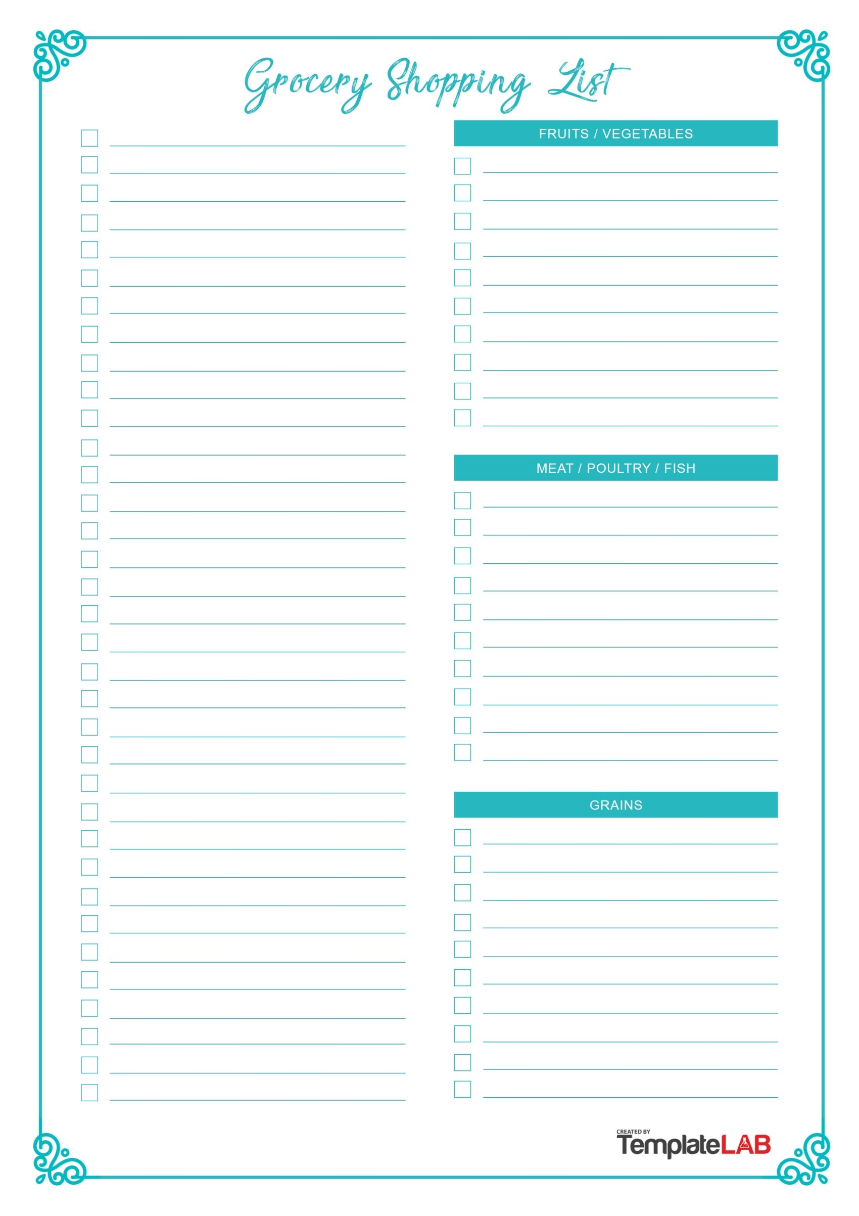 Shopping List Printable Template